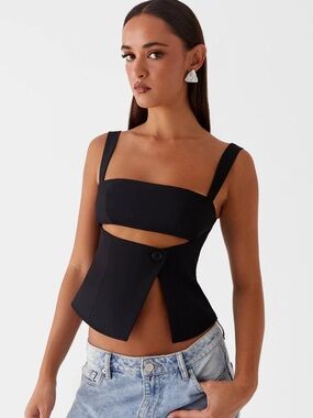 Peppermayo Black Pia Cut Out Top
